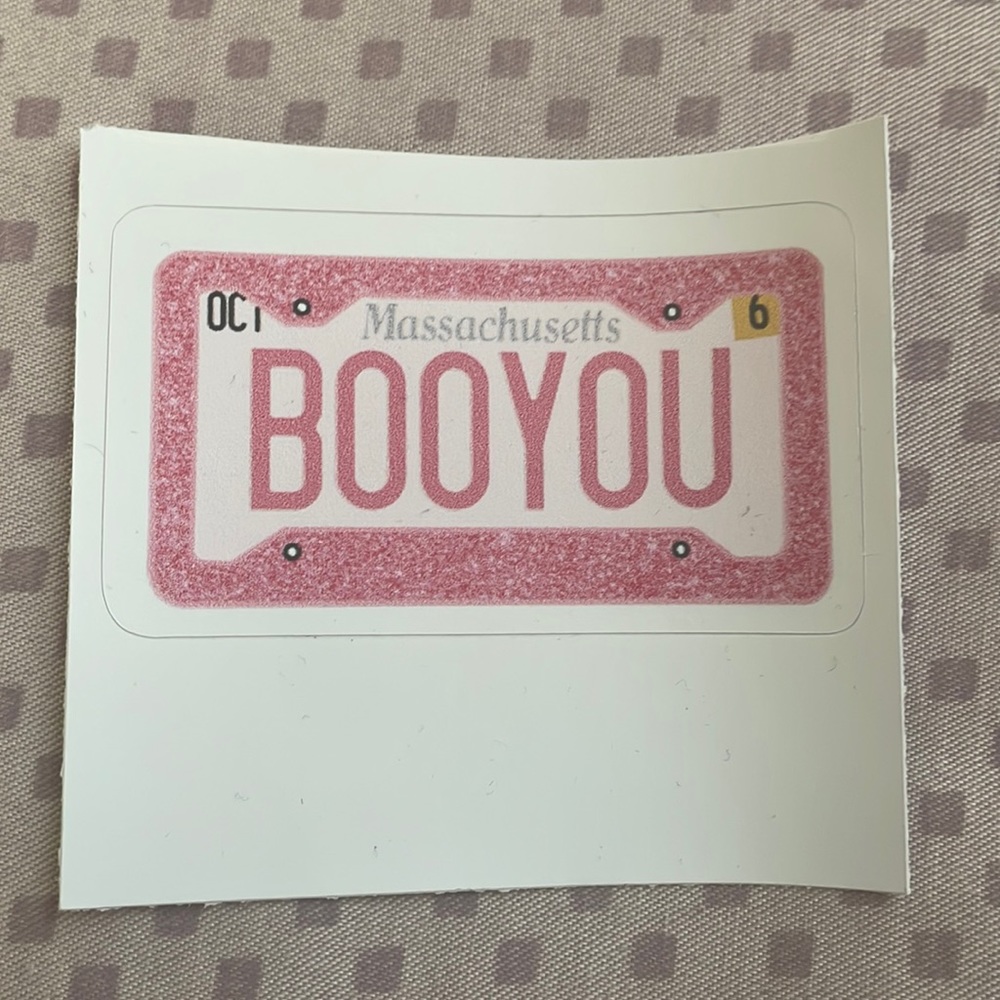 Boo you license plate sticker